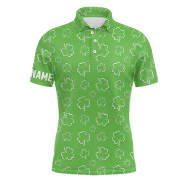 Men's Green Clover St. Patrick's Day Golf Polo Shirt - Custom Golf Shirt for Golfers - Golfing Gift L1257