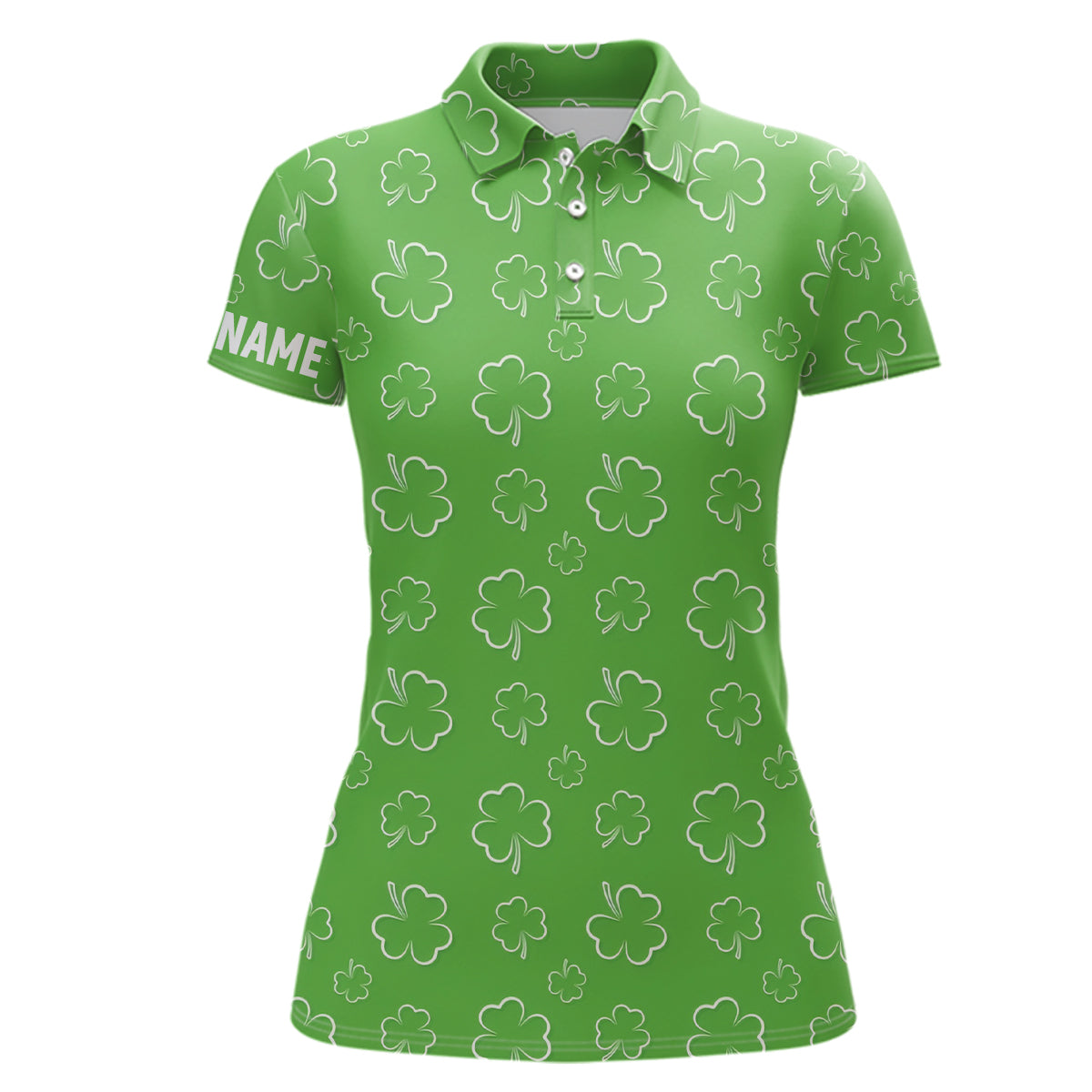 Women's Green Clover St. Patrick's Day Golf Polo Shirt - Custom Golf Shirt for Women - Golfing Gift L1257