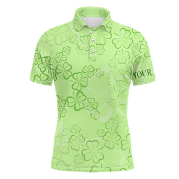 St. Patrick's Day Men's Golf Polo Shirt with Shamrock Leaves - Custom Golf Shirt for Men - Golfing Gift L1260