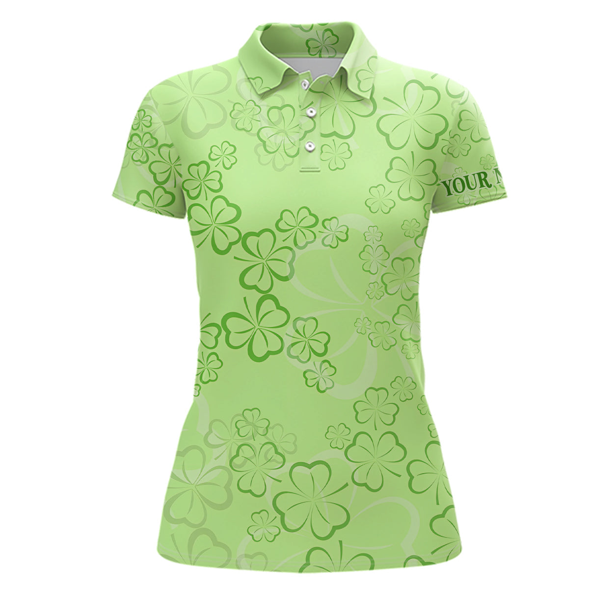 St. Patrick's Day Women's Golf Polo Shirt with Shamrock Leaves - Custom Golf Shirts for Ladies - Golf Gifts L1260