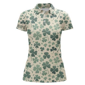 Stylish Women's Golf Polo Shirt with Green Clover Design - Perfect Golf Gift for Her L1312