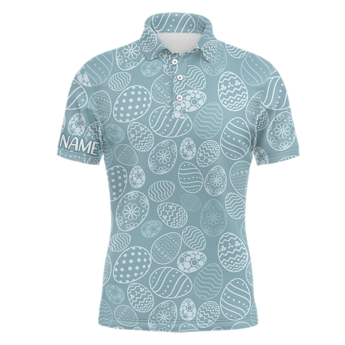 Blue Easter Eggs Men's Golf Polo Shirt | Custom Easter Day Golf Shirt | Golf Gifts for Men L1336