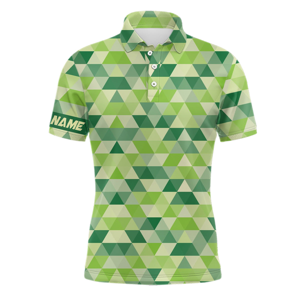 Stylish Men's Geometric Green Golf Polo Shirt for St. Patrick's Day - Perfect Golf Gift L1415