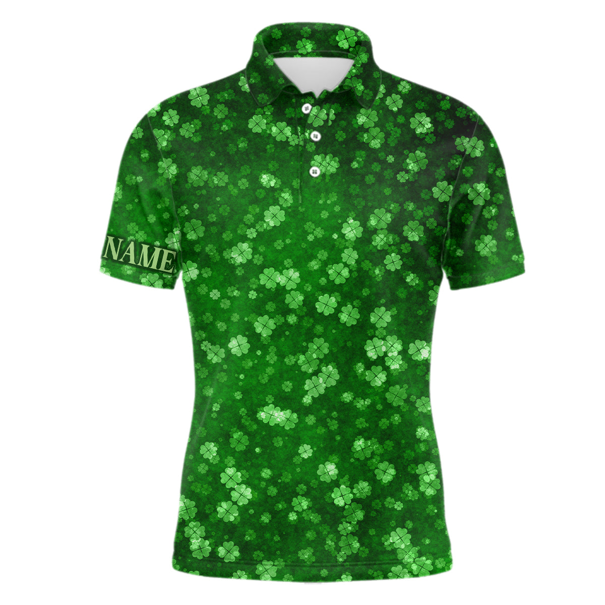 Grunge Green Clovers St. Patrick's Day Men's Golf Polo Shirt - Custom Golf Gifts for Him L1417