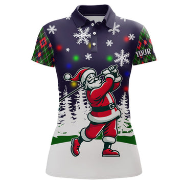 Funny Santa Argyle Pattern Women's Golf Polo Shirt - Custom Christmas Gift for Golfers T3065