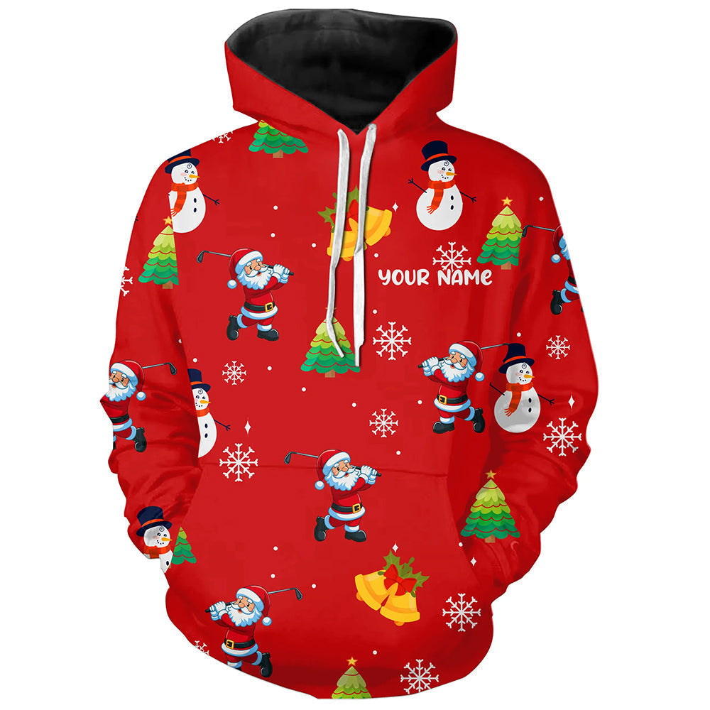 Funny Santa Red Christmas Pattern Golf Hoodie - Custom Gift for Golfers - Perfect Xmas Golfing Apparel T3068