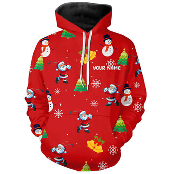 Funny Santa Red Christmas Pattern Golf Hoodie - Custom Gift for Golfers - Perfect Xmas Golfing Apparel T3068