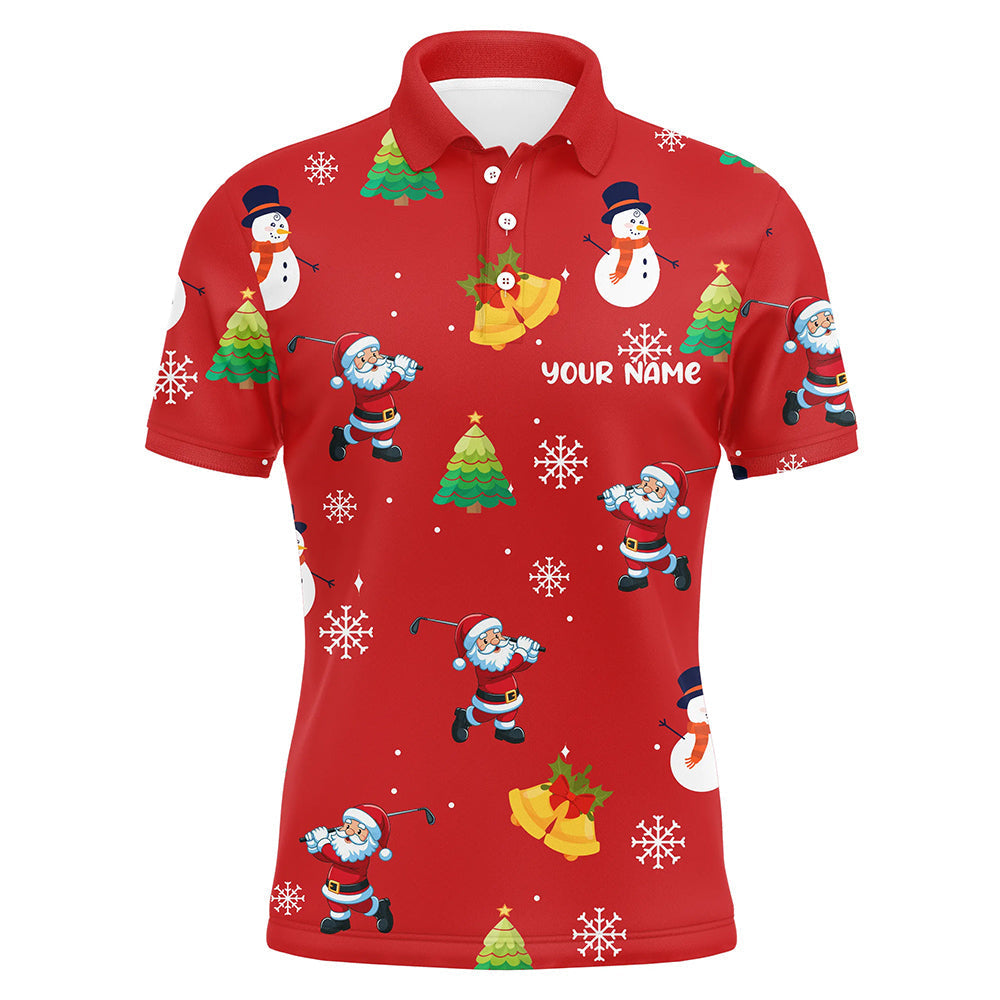 Funny Santa Red Christmas Pattern Golf Polo Shirt for Men and Women - Custom Holiday Golf Tops, Perfect Gift for Golfers T3068