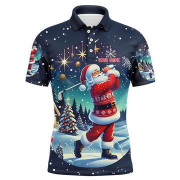 Funny Santa Golfer Christmas Polo Shirt for Men - Custom Golfing Gift for Holiday Season T3064