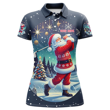 Funny Santa Golfer Christmas Polo Shirt for Women - Custom Golfing Gift T3064